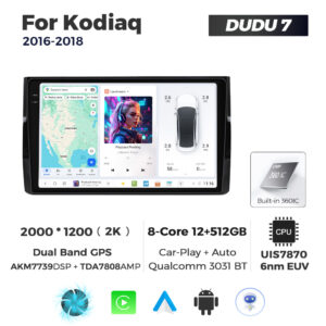 Navigatie Dedicata Skoda Kodiaq 2016-2018 DUDU7 9" 12GB RAM, 512GB ROM, Octacore, Ecran 2K, CarPlay&AndroidAuto, Android - imagine 1