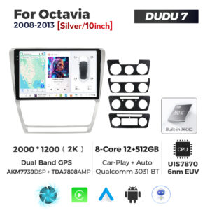 Navigatie Dedicata Skoda Octavia 2004-2013 Gri DUDU7 9" 12GB RAM, 512GB ROM, Octacore, Ecran 2K, CarPlay&AndroidAuto, Android - imagine 1