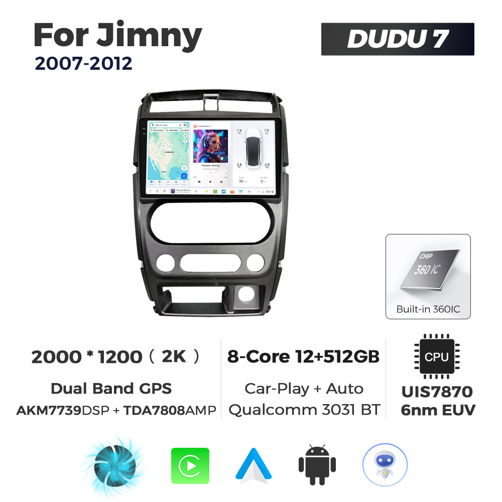 Navigatie Dedicata Suzuki Jimny 2007-2012 DUDU7 9" 12GB RAM, 512GB ROM, Octacore, Ecran 2K, CarPlay&AndroidAuto, Android - imagine 1