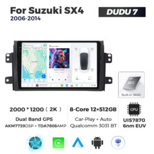 Navigatie Dedicata Suzuki SX4 2006-2014 DUDU7 9" 12GB RAM, 512GB ROM, Octacore, Ecran 2K, CarPlay&AndroidAuto, Android - imagine 1