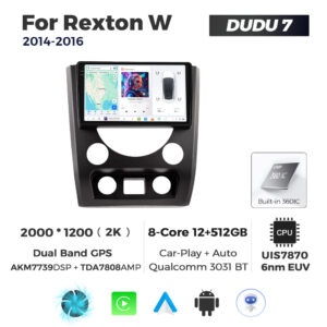 Navigatie Dedicata SsangYong Rexton W 2014-2016 DUDU7 9" 12GB RAM, 512GB ROM, Octacore, Ecran 2K, CarPlay&AndroidAuto, Android - imagine 1