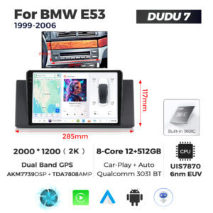 Navigatie Dedicata BMW X5 E53 1999-2006 DUDU7 9" 12GB RAM, 512GB ROM, Octacore, Ecran 2K, CarPlay&AndroidAuto, Android - imagine 1