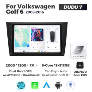 Navigatie Dedicata Volkswagen Golf 6 2008-2016 DUDU7 9" 12GB RAM, 512GB ROM, Octacore, Ecran 2K, CarPlay&AndroidAuto, Android - imagine 1