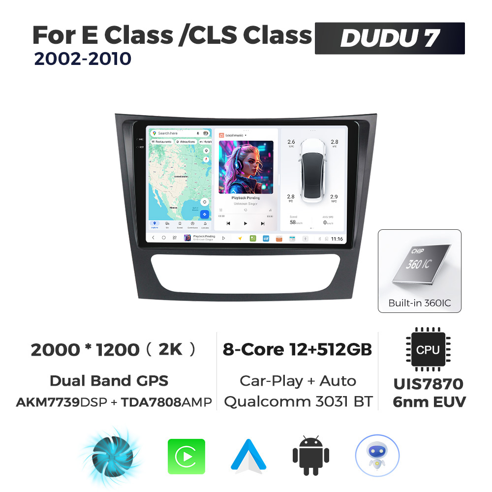 Navigatie Dedicata Benz CLS-Class 2002-2010 DUDU7 9" 12GB RAM, 512GB ROM, Octacore, Ecran 2K, CarPlay&AndroidAuto, Android - imagine 1
