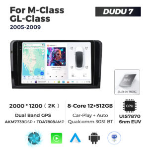 Navigatie Dedicata Benz ML/GL-Class 2005-2009 DUDU7 9" 12GB RAM, 512GB ROM, Octacore, Ecran 2K, CarPlay&AndroidAuto, Android - imagine 1