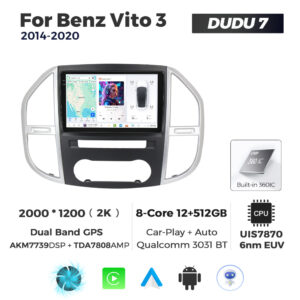 Navigatie Dedicata Benz Vito 3 2014-2020 DUDU7 9" 12GB RAM, 512GB ROM, Octacore, Ecran 2K, CarPlay&AndroidAuto, Android - imagine 1