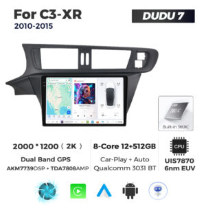Navigatie Dedicata Citroen C3-XR 2010-2015 DUDU7 9" 12GB RAM, 512GB ROM, Octacore, Ecran 2K, CarPlay&AndroidAuto, Android - imagine 1