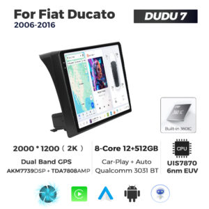 Navigatie Dedicata Fiat Ducato 2006-2016 DUDU7 9" 12GB RAM, 512GB ROM, Octacore, Ecran 2K, CarPlay&AndroidAuto, Android - imagine 1