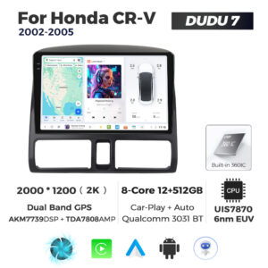Navigatie Dedicata Honda CRV 2002-2005 DUDU7 9" 12GB RAM, 512GB ROM, Octacore, Ecran 2K, CarPlay&AndroidAuto, Android - imagine 1