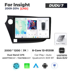 Navigatie Dedicata Honda Insight 2009-2014 DUDU7 9" 12GB RAM, 512GB ROM, Octacore, Ecran 2K, CarPlay&AndroidAuto, Android - imagine 1