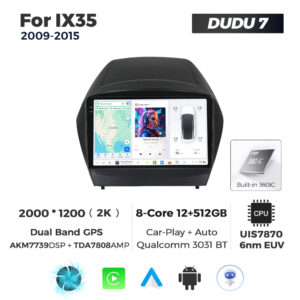 Navigatie Dedicata Hyundai IX35 2009-2015 DUDU7 9" 12GB RAM, 512GB ROM, Octacore, Ecran 2K, CarPlay&AndroidAuto, Android - imagine 1