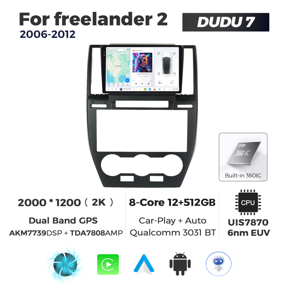 Navigatie Dedicata Land Rover Freelander 2 2006-2012 DUDU7 9" 12GB RAM, 512GB ROM, Octacore, Ecran 2K, CarPlay&AndroidAuto, Android - imagine 1