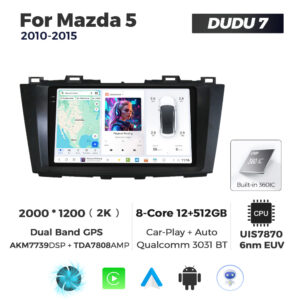 Navigatie Dedicata Mazda 5 2010-2015 DUDU7 9" 12GB RAM, 512GB ROM, Octacore, Ecran 2K, CarPlay&AndroidAuto, Android - imagine 1