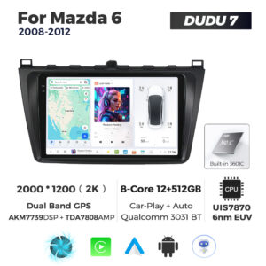 Navigatie Dedicata Mazda 6 2008-2012 DUDU7 9" 12GB RAM, 512GB ROM, Octacore, Ecran 2K, CarPlay&AndroidAuto, Android - imagine 1