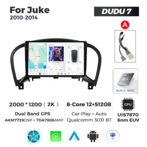 Navigatie Dedicata Nissan Juke 2010-2014 DUDU7 9" 12GB RAM, 512GB ROM, Octacore, Ecran 2K, CarPlay&AndroidAuto, Android - imagine 1