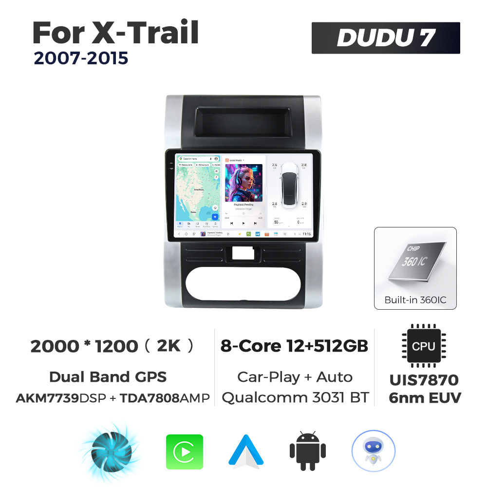Navigatie Dedicata Nissan X-Trail 2007-2015 DUDU7 9" 12GB RAM, 512GB ROM, Octacore, Ecran 2K, CarPlay&AndroidAuto, Android - imagine 1