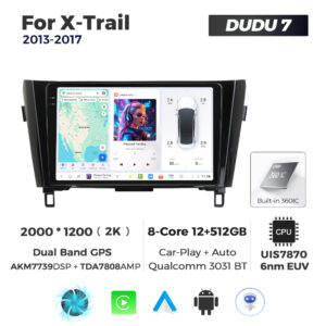 Navigatie Dedicata Nissan X-Trail 2013-2017 DUDU7 9" 12GB RAM, 512GB ROM, Octacore, Ecran 2K, CarPlay&AndroidAuto, Android - imagine 1