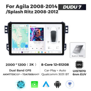 Navigatie Dedicata Opel Agila DUDU7 9" 12GB RAM, 512GB ROM, Octacore, Ecran 2K, CarPlay&AndroidAuto, Android - imagine 1