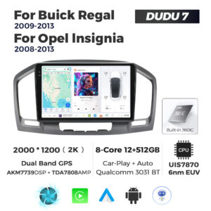 Navigatie Dedicata Opel Insignia 2008-2013 DUDU7 9" 12GB RAM, 512GB ROM, Octacore, Ecran 2K, CarPlay&AndroidAuto, Android - imagine 1