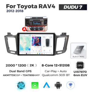 Navigatie Dedicata Toyota RAV4 2012-2018 DUDU7 9" 12GB RAM, 512GB ROM, Octacore, Ecran 2K, CarPlay&AndroidAuto, Android - imagine 1