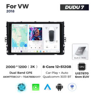 Navigatie Dedicata Volkswagen 2018+ DUDU7 9" 12GB RAM, 512GB ROM, Octacore, Ecran 2K, CarPlay&AndroidAuto, Android - imagine 1