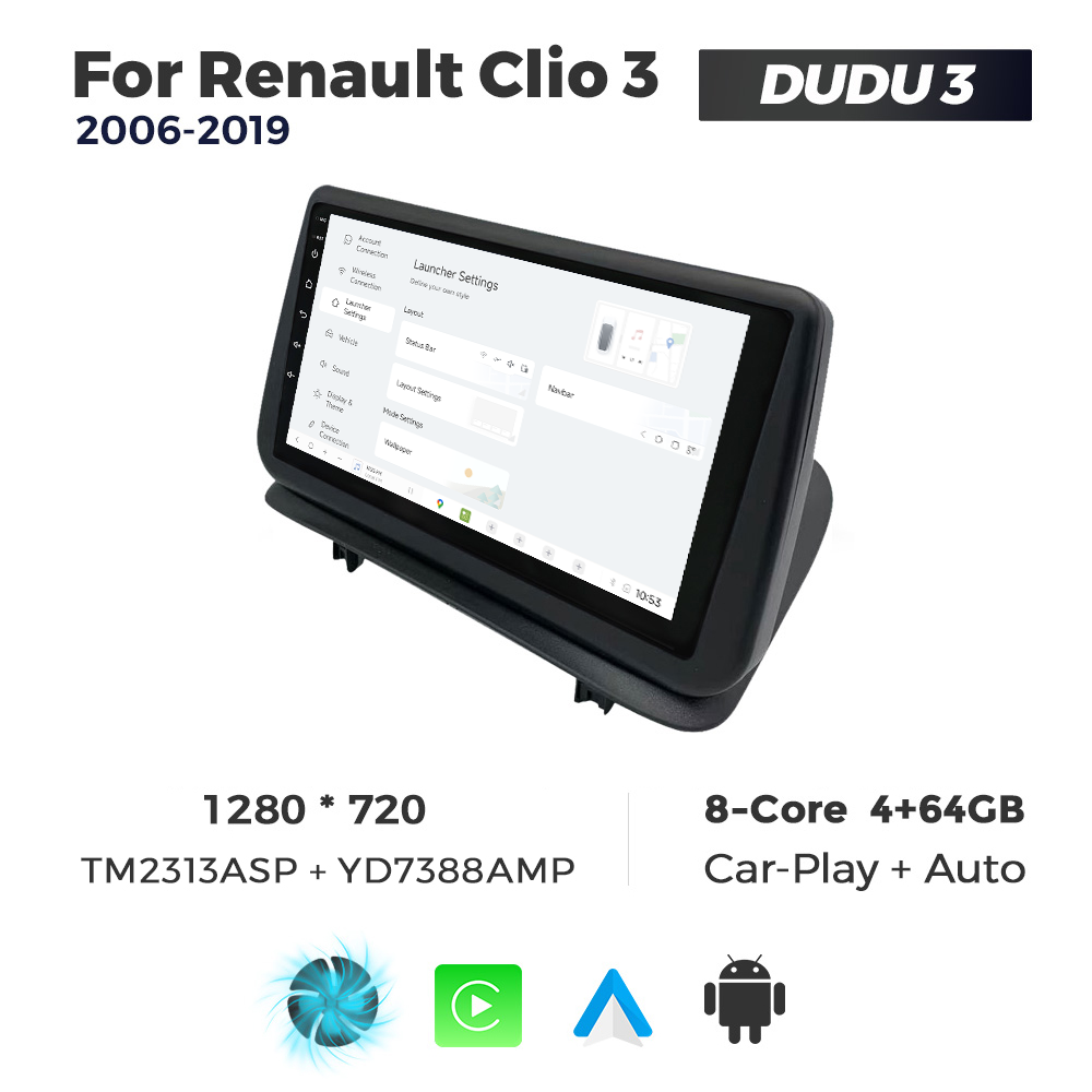 Navigatie Dedicata Renault Clio 3 2006-2019 DUDU3 9" 4GB RAM, 64GB ROM, Octacore, Ecran HD, CarPlay&AndroidAuto, Android - imagine 2