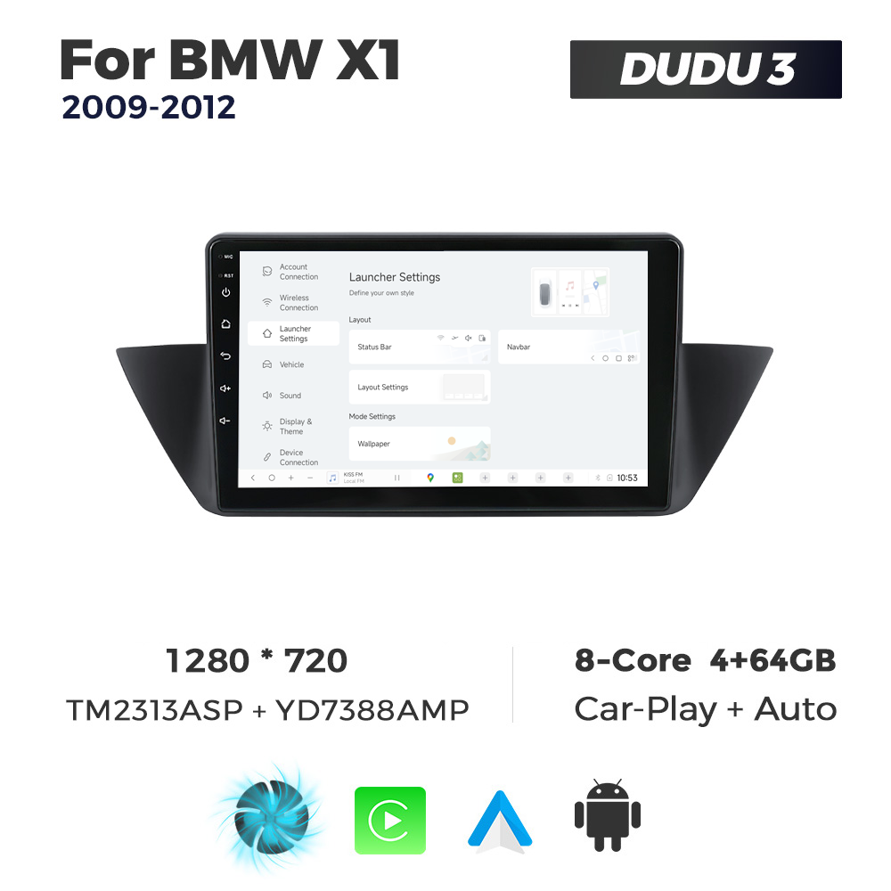 Navigatie Dedicata BMW X1 2009-2012 DUDU3 9" 4GB RAM, 64GB ROM, Octacore, Ecran HD, CarPlay&AndroidAuto, Android - imagine 2