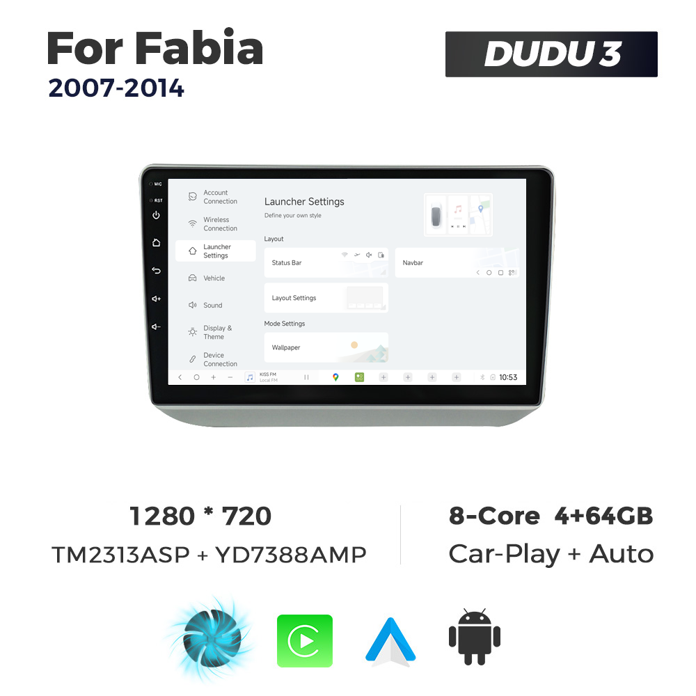 Navigatie Dedicata Skoda Fabia 2007-2014 DUDU3 9" 4GB RAM, 64GB ROM, Octacore, Ecran HD, CarPlay&AndroidAuto, Android - imagine 2