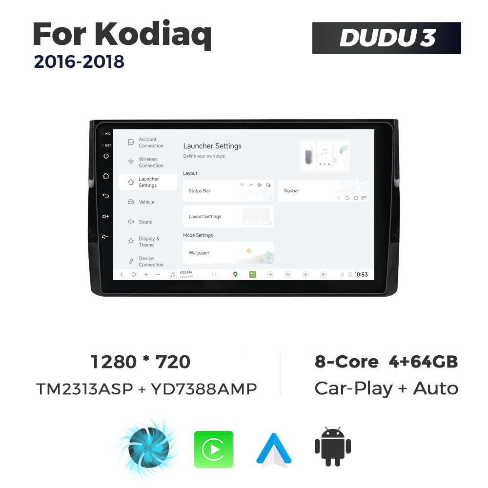Navigatie Dedicata Skoda Kodiaq 2016-2018 DUDU3 9" 4GB RAM, 64GB ROM, Octacore, Ecran HD, CarPlay&AndroidAuto, Android - imagine 2