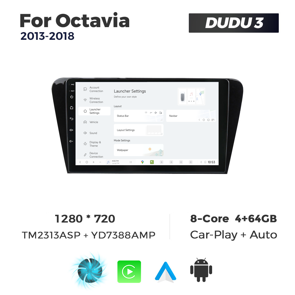 Navigatie Dedicata Skoda Octavia 2013-2018 DUDU3 9" 4GB RAM, 64GB ROM, Octacore, Ecran HD, CarPlay&AndroidAuto, Android - imagine 2
