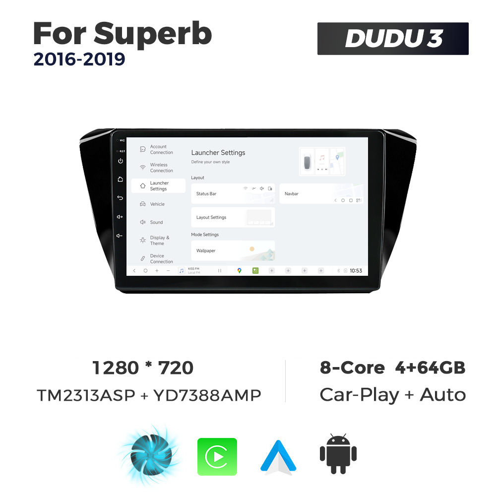 Navigatie Dedicata Skoda Superb 2016-2019 DUDU3 9" 4GB RAM, 64GB ROM, Octacore, Ecran HD, CarPlay&AndroidAuto, Android - imagine 2