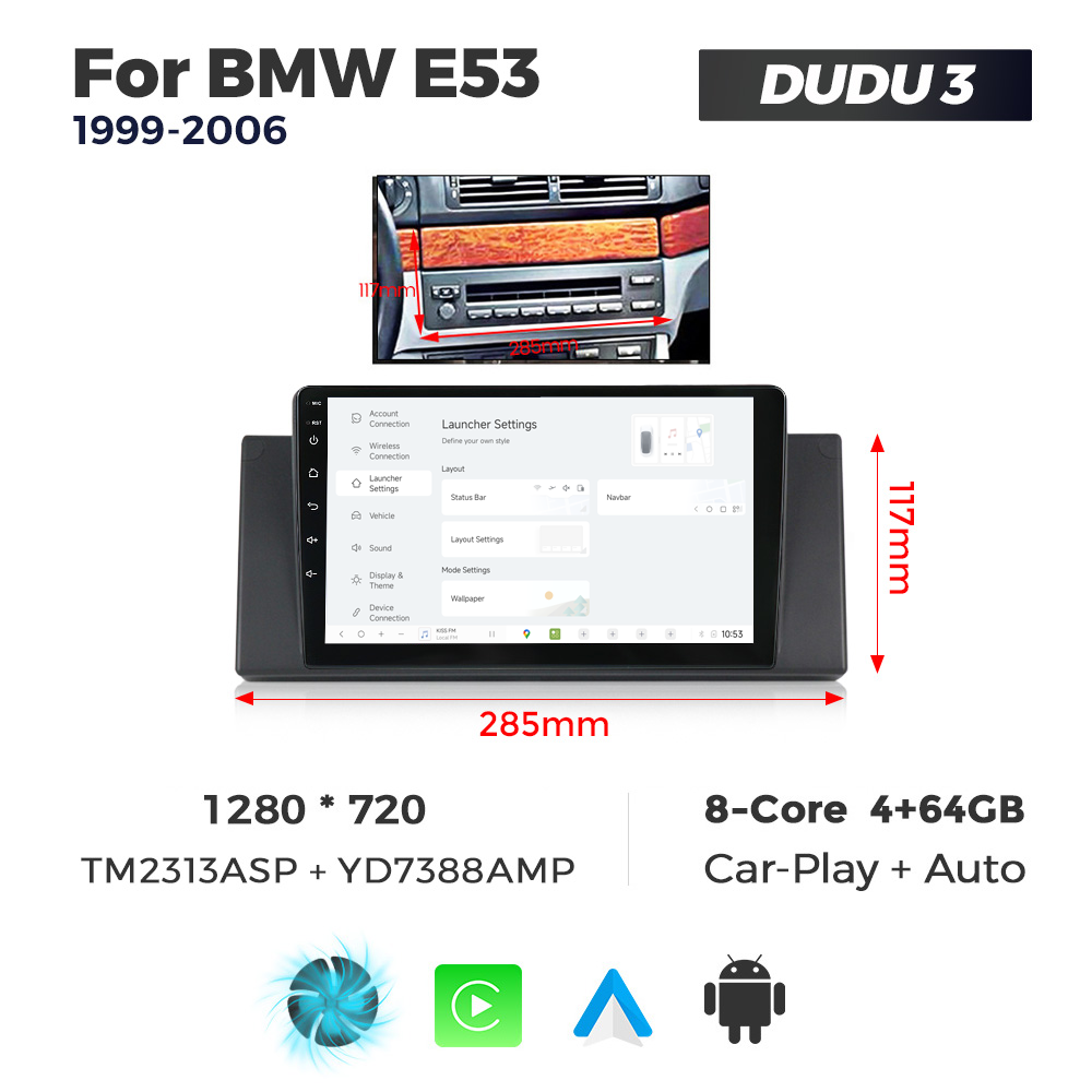 Navigatie Dedicata BMW X5 E53 1999-2006 DUDU3 9" 4GB RAM, 64GB ROM, Octacore, Ecran HD, CarPlay&AndroidAuto, Android - imagine 2
