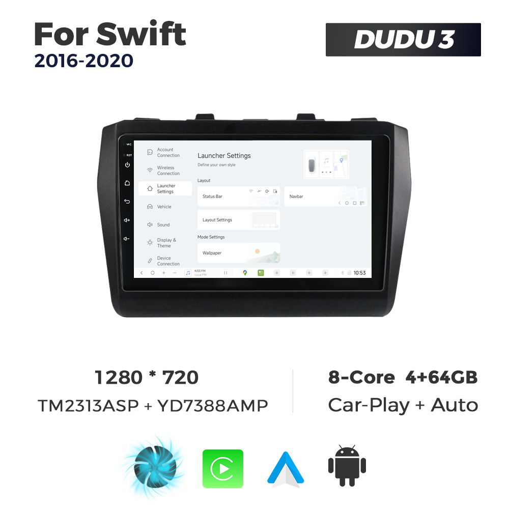 Navigatie Dedicata Suzuki Swift 2016-2020 DUDU3 9" 4GB RAM, 64GB ROM, Octacore, Ecran HD, CarPlay&AndroidAuto, Android - imagine 2