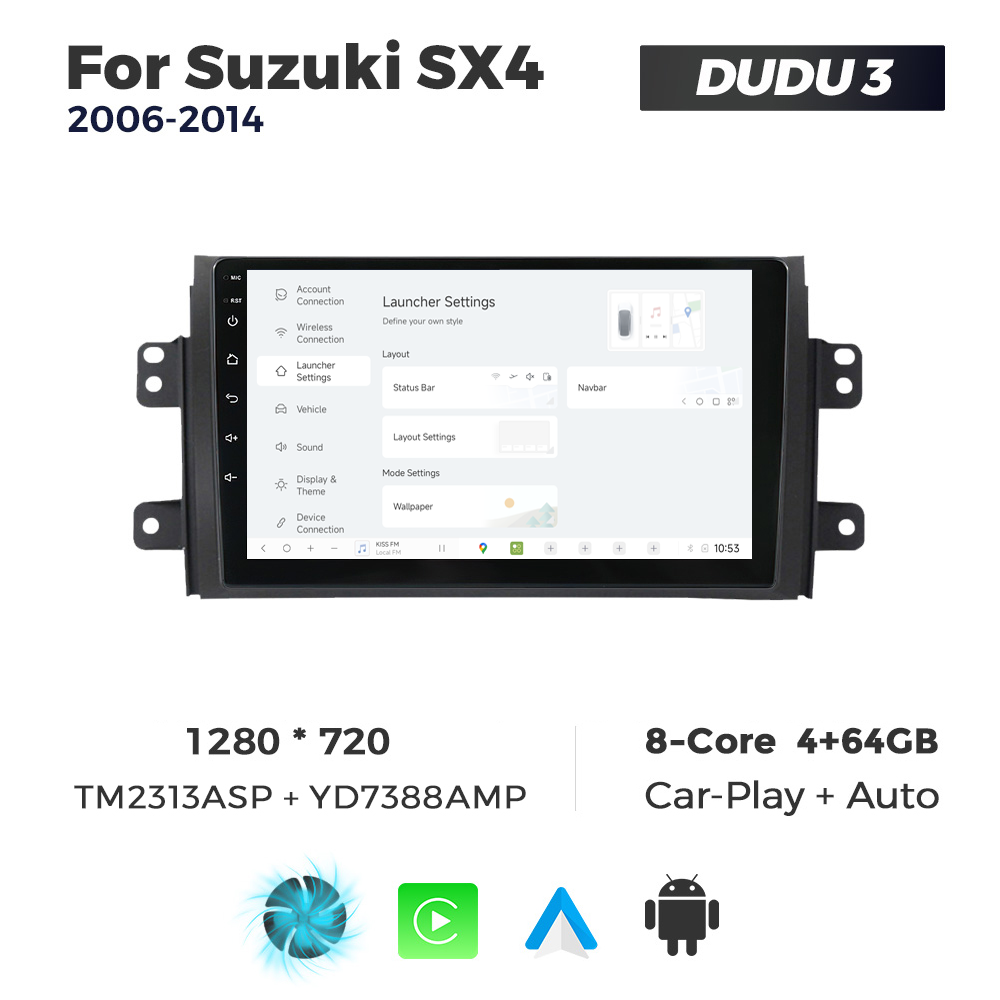 Navigatie Dedicata Suzuki SX4 2006-2014 DUDU3 9" 4GB RAM, 64GB ROM, Octacore, Ecran HD, CarPlay&AndroidAuto, Android - imagine 2
