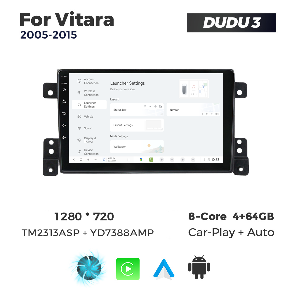 Navigatie Dedicata Suzuki Vitara 2005-2015 DUDU3 9" 4GB RAM, 64GB ROM, Octacore, Ecran HD, CarPlay&AndroidAuto, Android - imagine 2