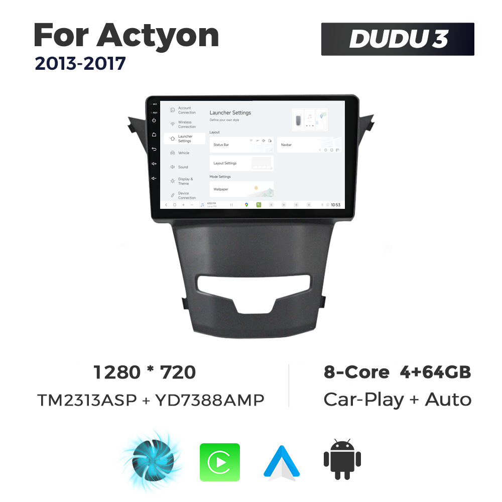 Navigatie Dedicata SsangYong Actyon 2013-2017 DUDU3 9" 4GB RAM, 64GB ROM, Octacore, Ecran HD, CarPlay&AndroidAuto, Android - imagine 2