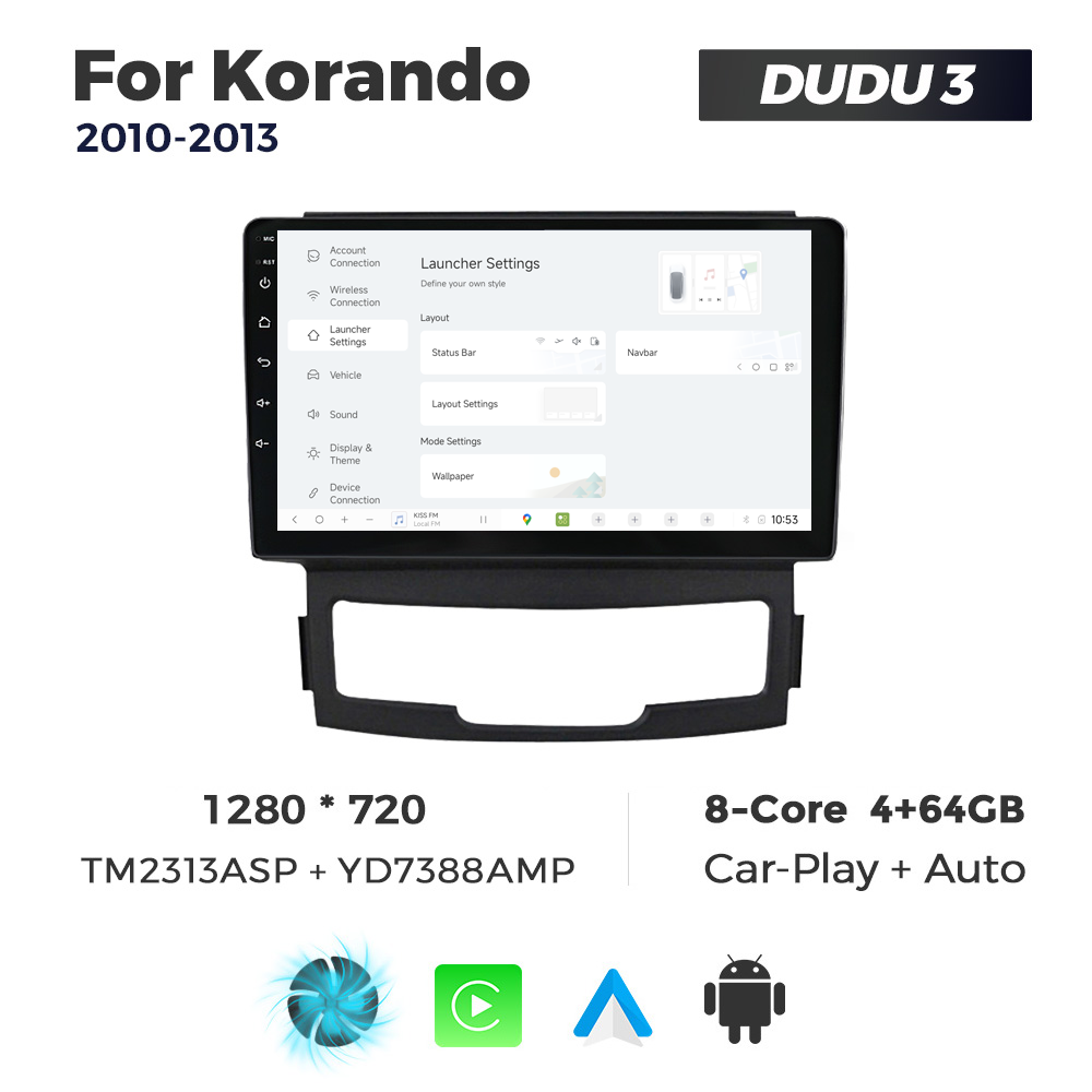 Navigatie Dedicata SsangYong Korando 2010-2013 DUDU3 9" 4GB RAM, 64GB ROM, Octacore, Ecran HD, CarPlay&AndroidAuto, Android - imagine 2