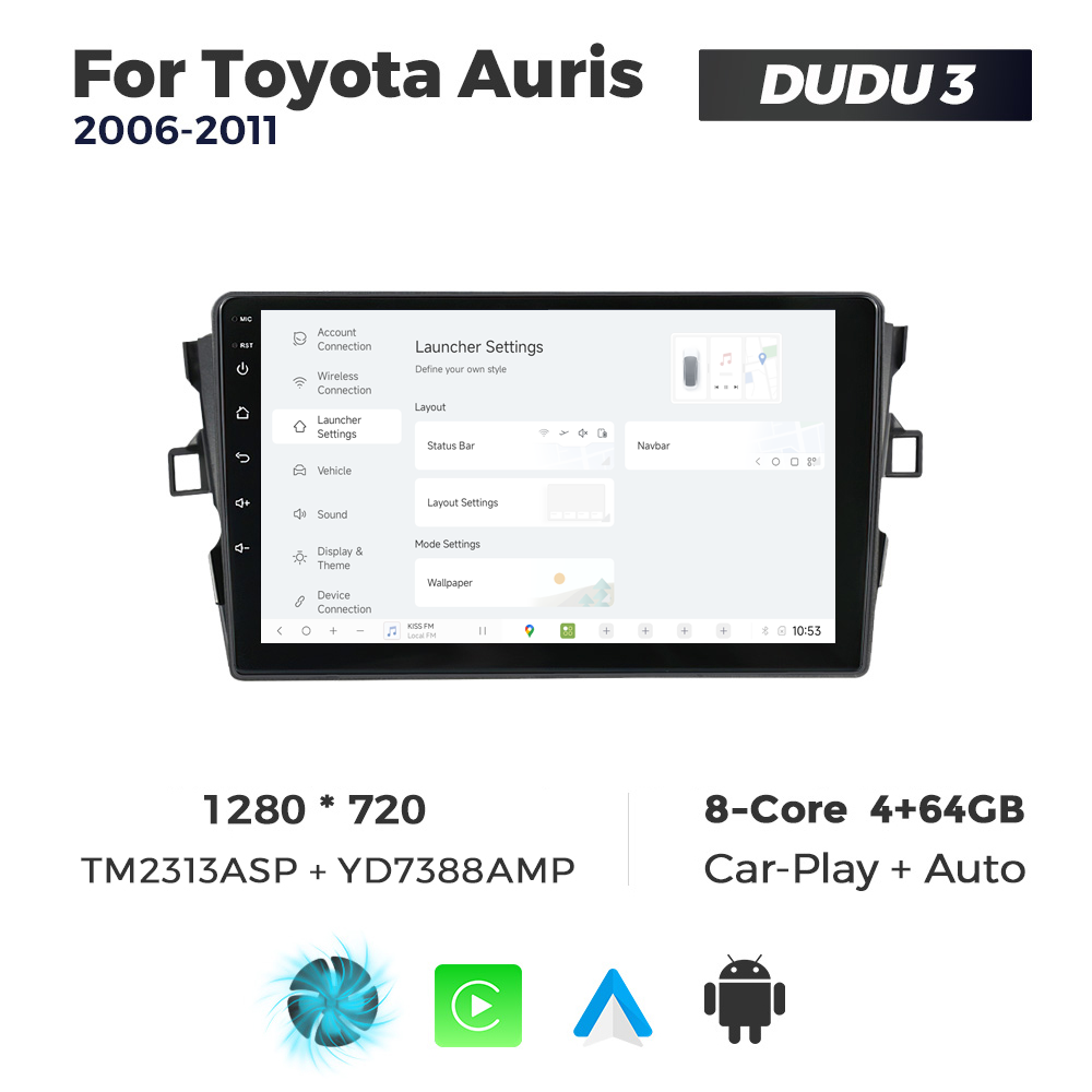 Navigatie Dedicata Toyota Auris 2006-2011 DUDU3 9" 4GB RAM, 64GB ROM, Octacore, Ecran HD, CarPlay&AndroidAuto, Android - imagine 2