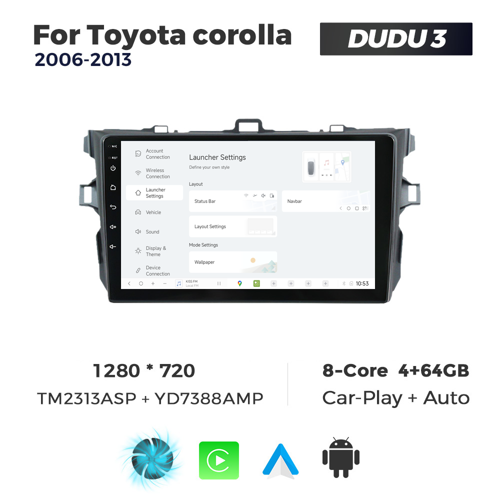 Navigatie Dedicata Toyota Corolla 2006-2013 DUDU3 9" 4GB RAM, 64GB ROM, Octacore, Ecran HD, CarPlay&AndroidAuto, Android - imagine 2