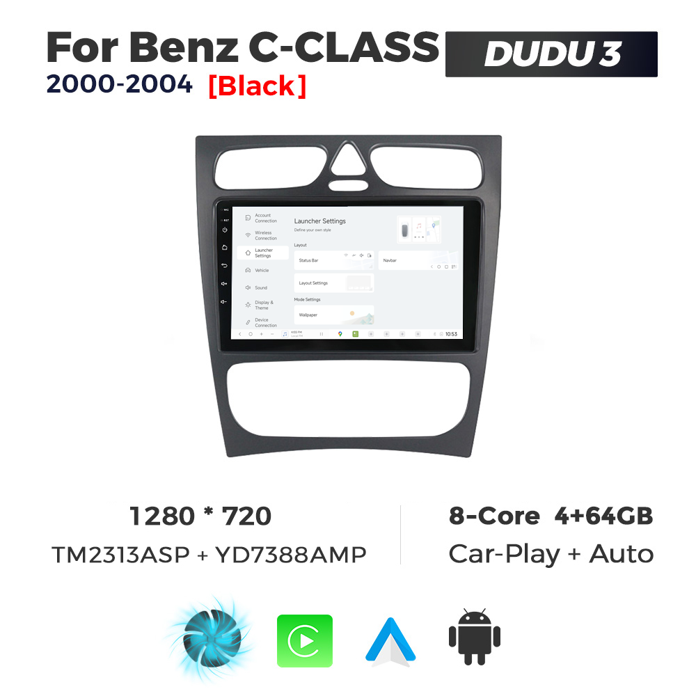 Navigatie Dedicata Benz C-Class 2000-2004 DUDU3 9" 4GB RAM, 64GB ROM, Octacore, Ecran HD, CarPlay&AndroidAuto, Android - imagine 2