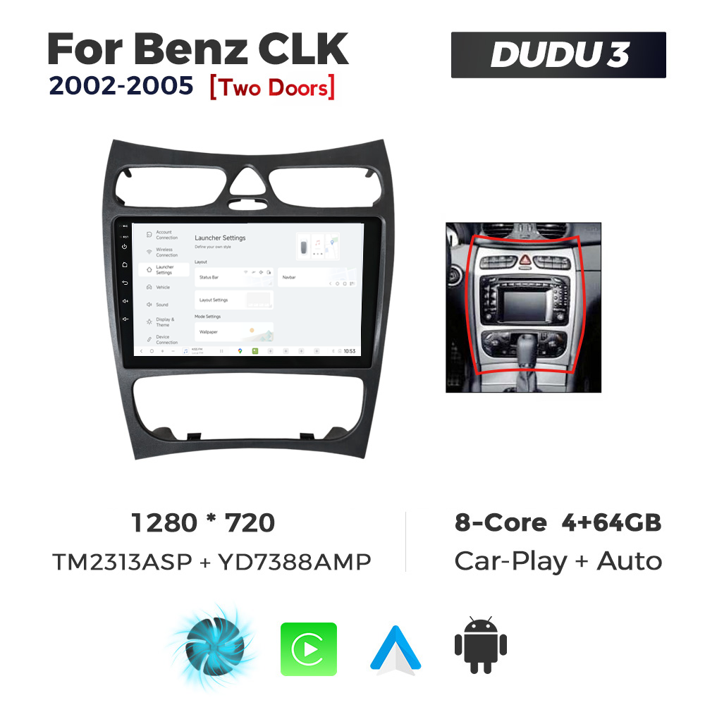 Navigatie Dedicata Benz CLK 2002-2005 DUDU3 9" 4GB RAM, 64GB ROM, Octacore, Ecran HD, CarPlay&AndroidAuto, Android - imagine 2