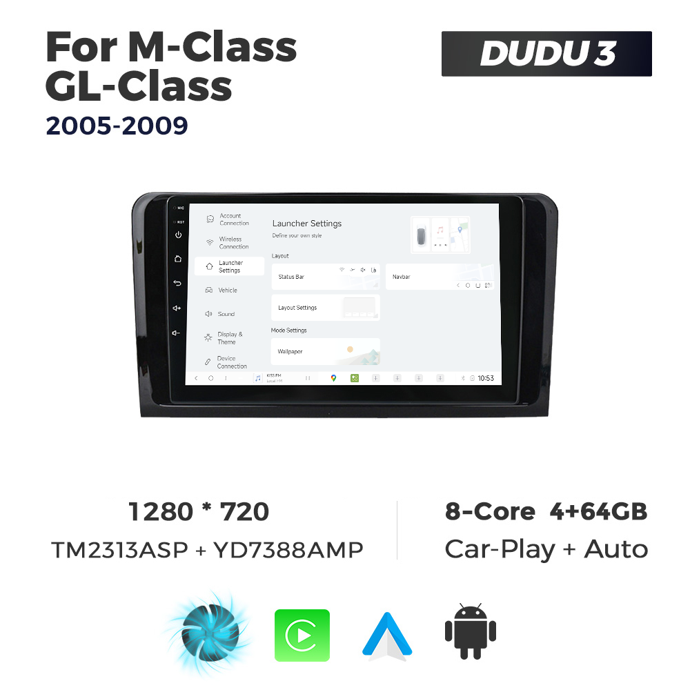 Navigatie Dedicata Benz ML/GL-Class 2005-2009 DUDU3 9" 4GB RAM, 64GB ROM, Octacore, Ecran HD, CarPlay&AndroidAuto, Android - imagine 2