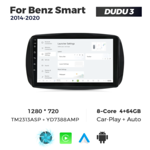 Navigatie Dedicata Benz Smart 2014-2020 DUDU3 9" 4GB RAM, 64GB ROM, Octacore, Ecran HD, CarPlay&AndroidAuto, Android - imagine 2