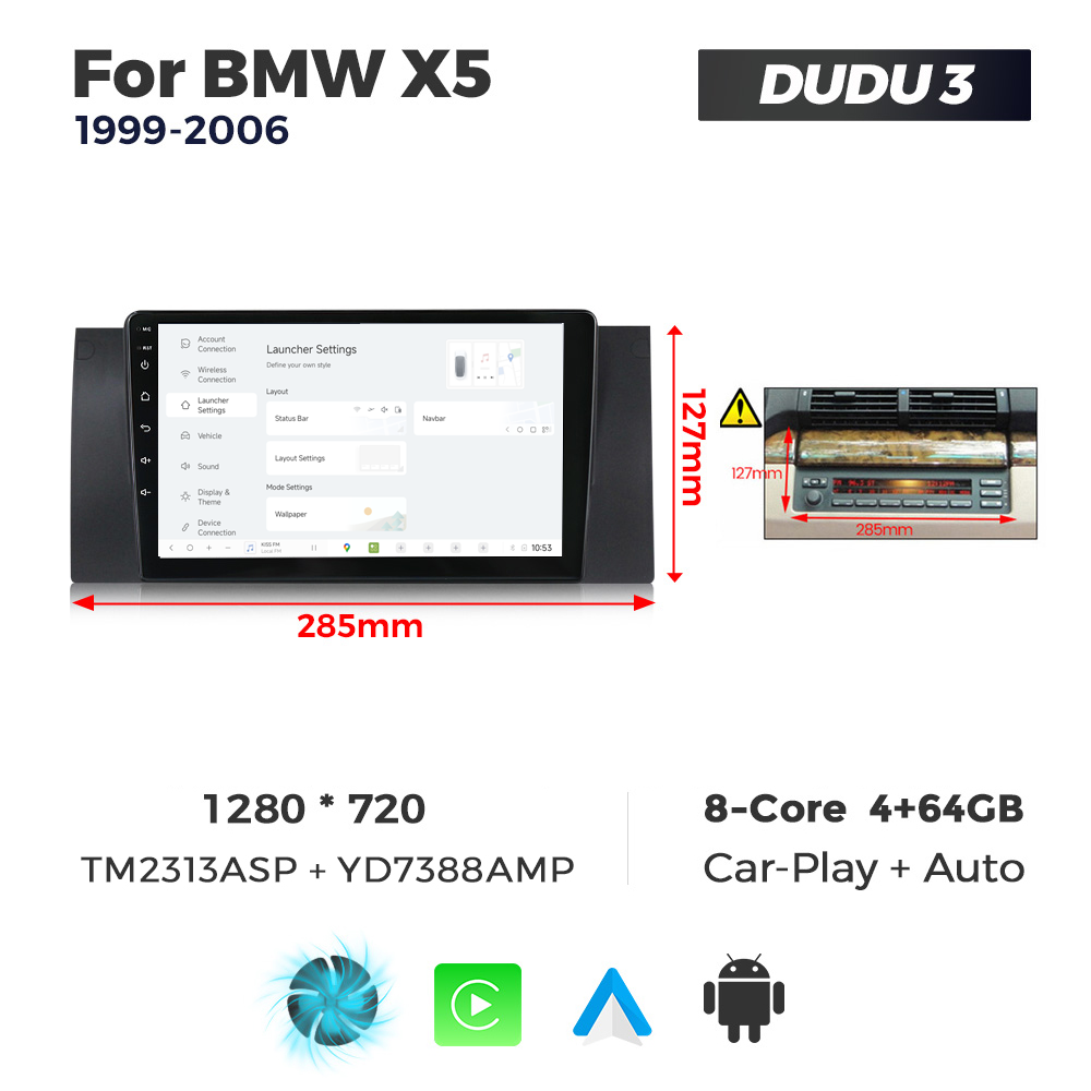 Navigatie Dedicata BMW E39 1999-2006 DUDU3 9" 4GB RAM, 64GB ROM, Octacore, Ecran HD, CarPlay&AndroidAuto, Android - imagine 2