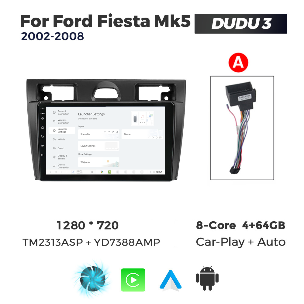 Navigatie Dedicata Ford Fiesta MK5 2002-2008 DUDU3 9" 4GB RAM, 64GB ROM, Octacore, Ecran HD, CarPlay&AndroidAuto, Android - imagine 2
