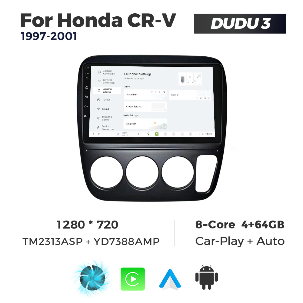 Navigatie Dedicata Honda CRV 1997-2001 DUDU3 9" 4GB RAM, 64GB ROM, Octacore, Ecran HD, CarPlay&AndroidAuto, Android - imagine 2