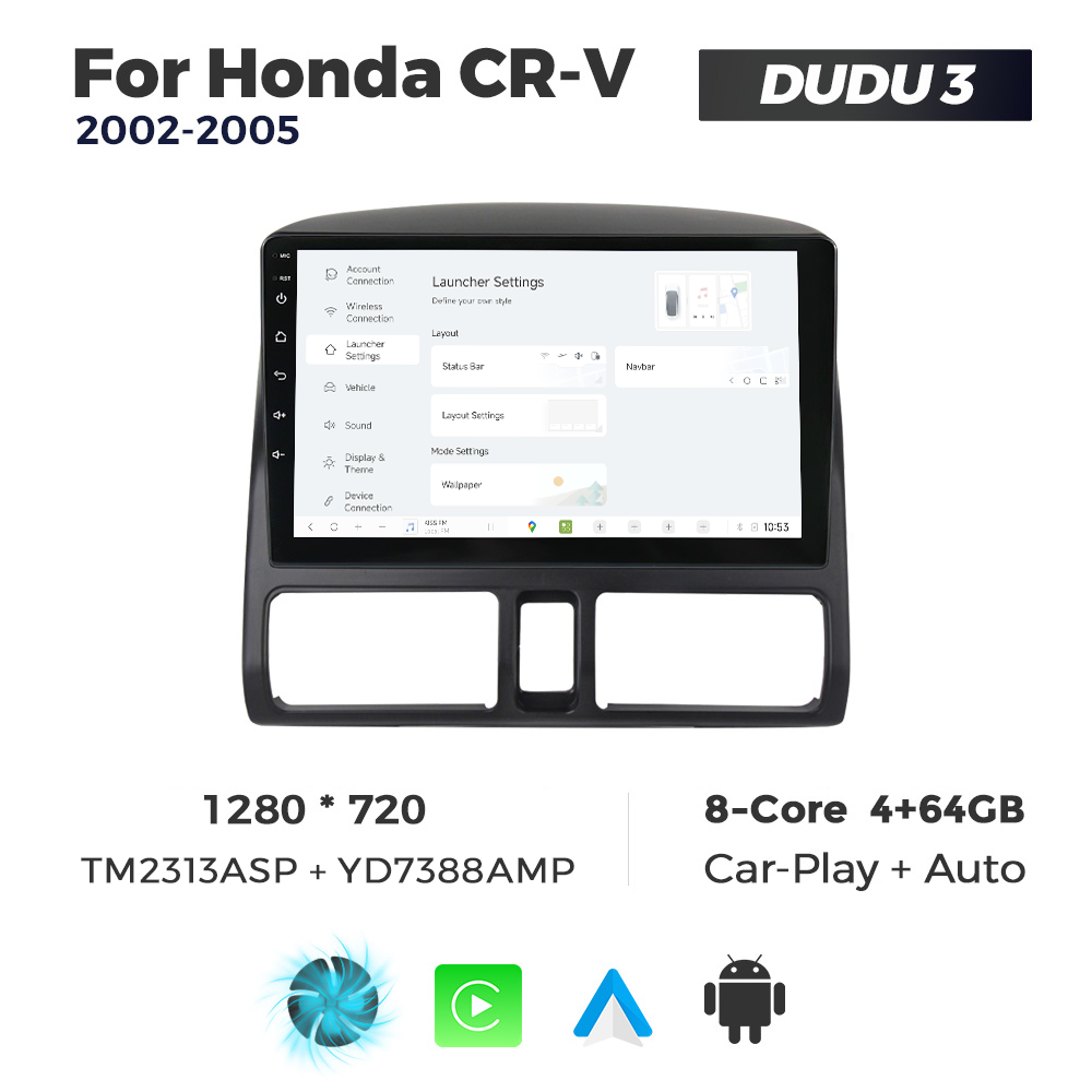 Navigatie Dedicata Honda CRV 2002-2005 DUDU3 9" 4GB RAM, 64GB ROM, Octacore, Ecran HD, CarPlay&AndroidAuto, Android - imagine 2