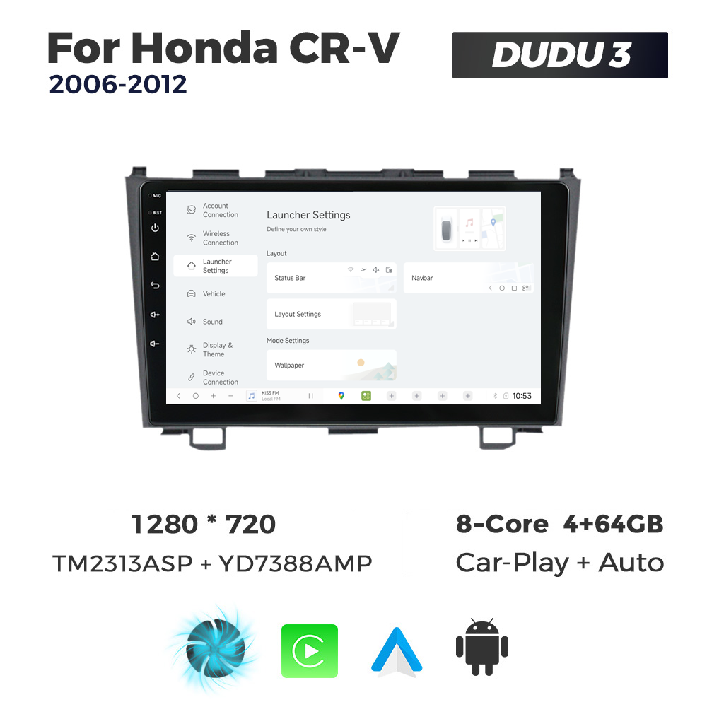 Navigatie Dedicata Honda CRV 2006-2012 DUDU3 9" 4GB RAM, 64GB ROM, Octacore, Ecran HD, CarPlay&AndroidAuto, Android - imagine 2