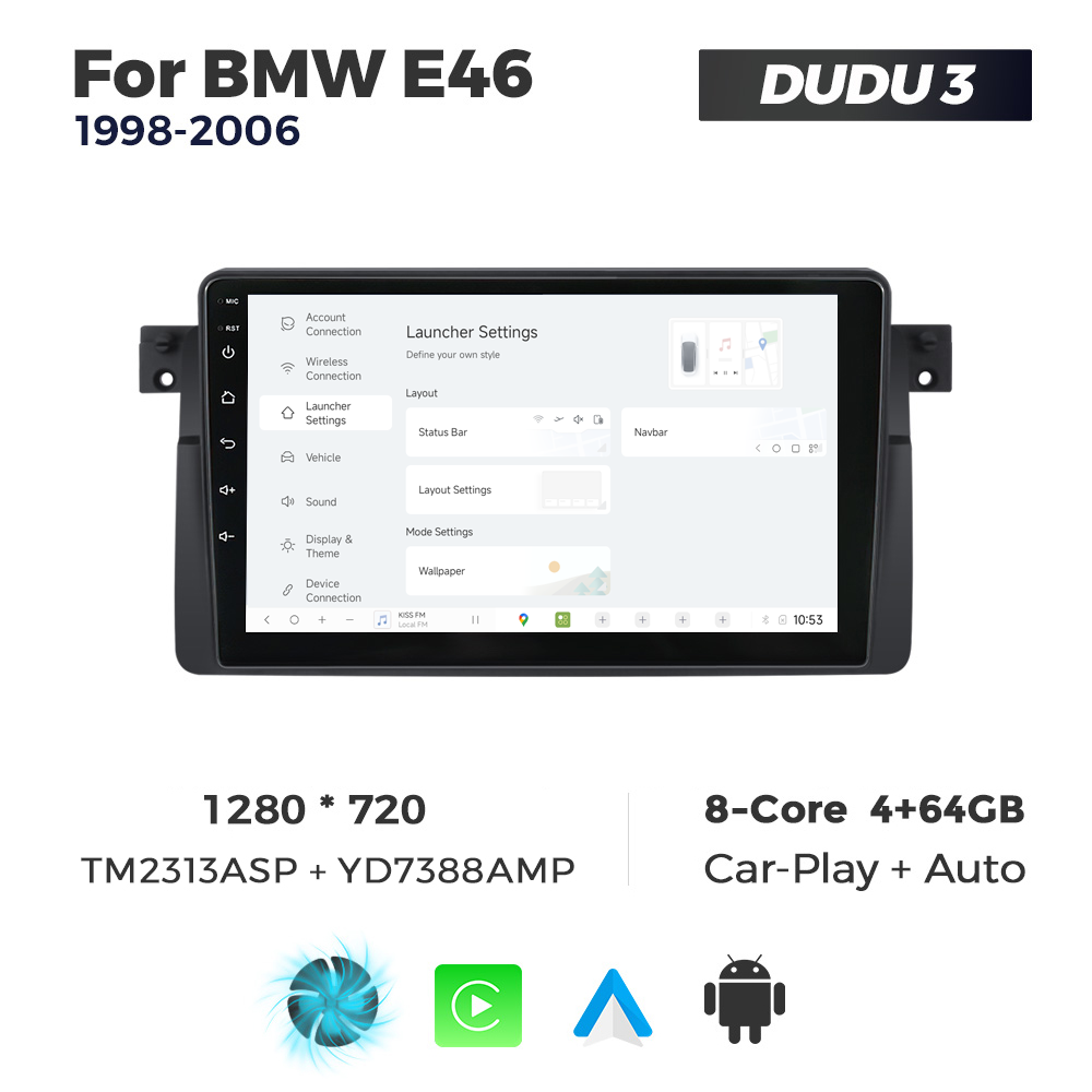 Navigatie Dedicata BMW E46 1998-2006 DUDU3 9" 4GB RAM, 64GB ROM, Octacore, Ecran HD, CarPlay&AndroidAuto, Android - imagine 2