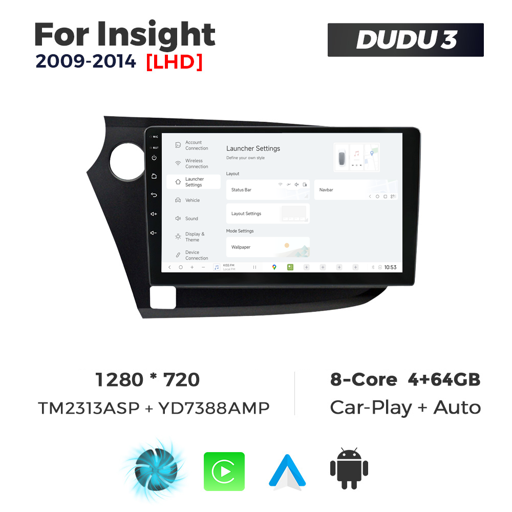 Navigatie Dedicata Honda Insight 2009-2014 DUDU3 9" 4GB RAM, 64GB ROM, Octacore, Ecran HD, CarPlay&AndroidAuto, Android - imagine 2